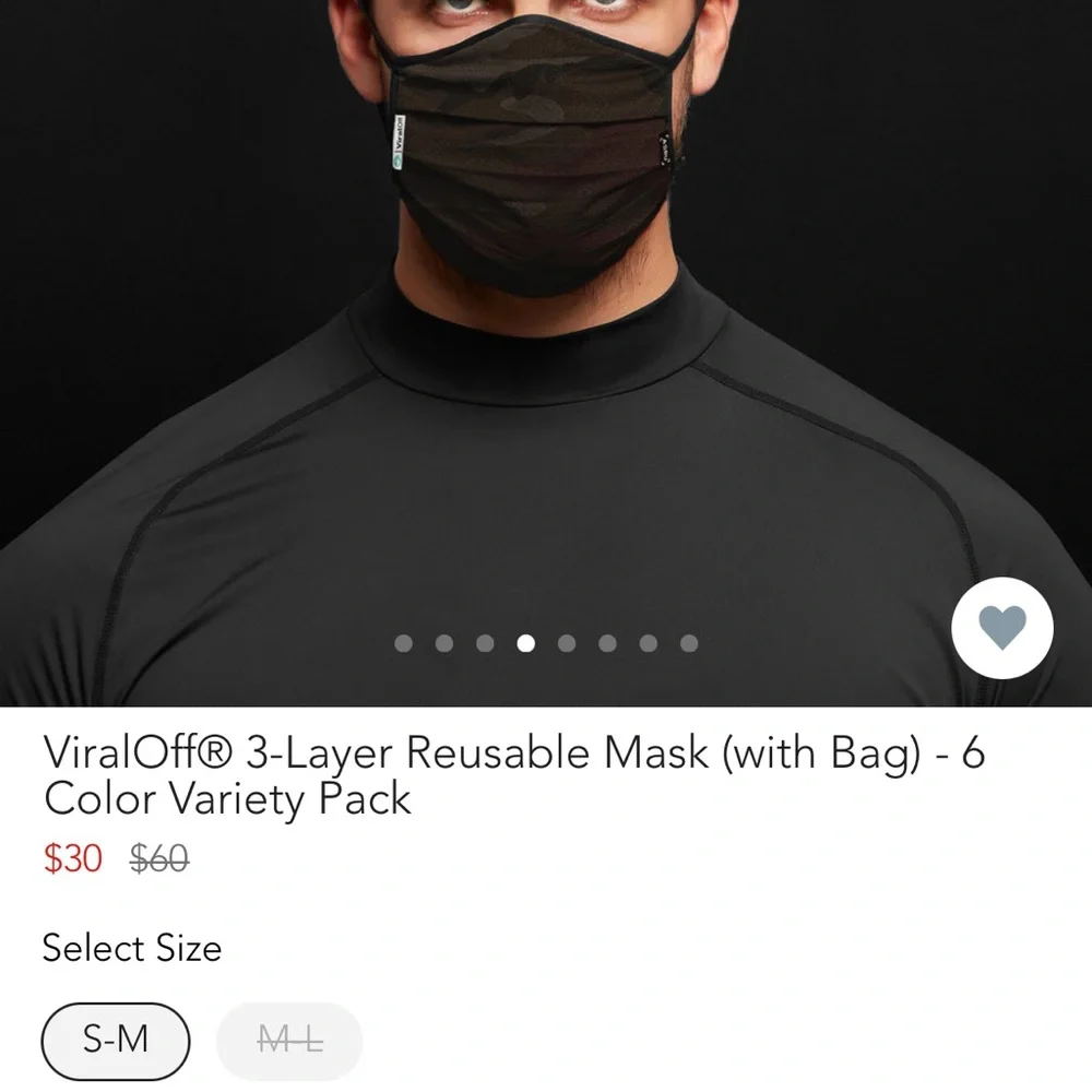 ASRV face mask 5 pack Sz Small aesthetic revolution